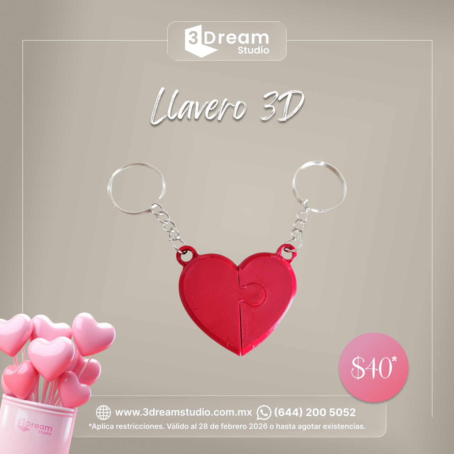 Llavero corazón 3D