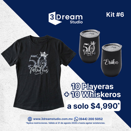 Kit para Fiesta 10 playeras + 10 Whiskeros